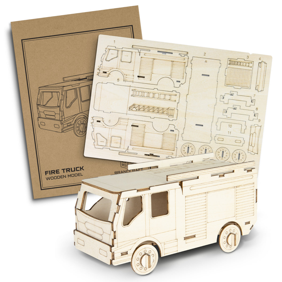 BRANDCRAFT Fire Truck Wooden Model - Main