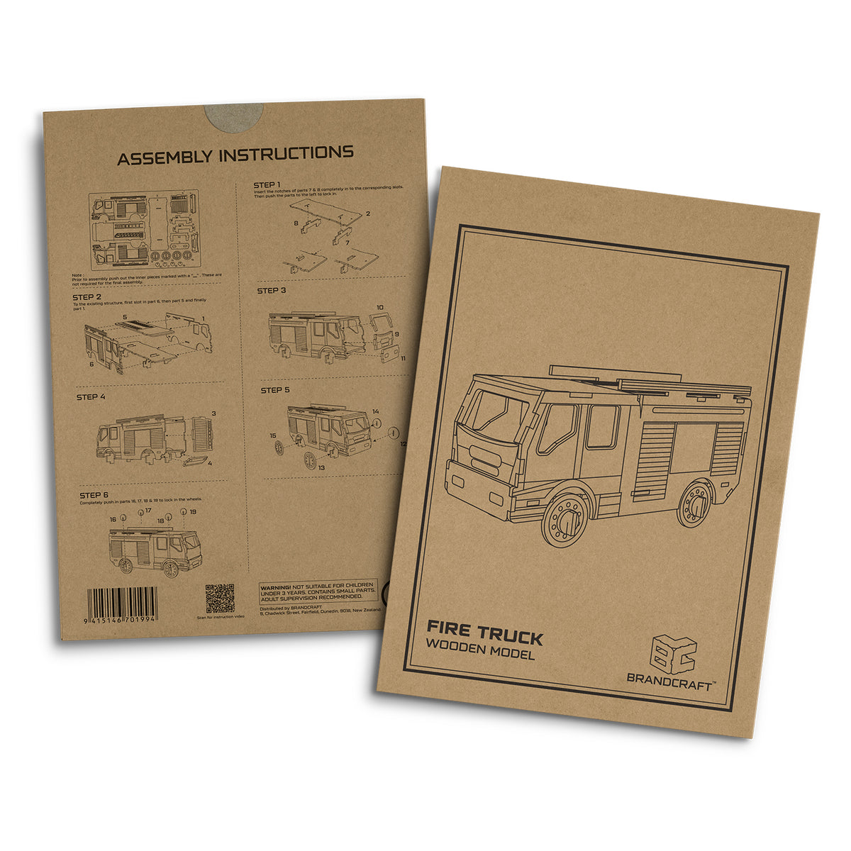 BRANDCRAFT Fire Truck Wooden Model - Sleeve