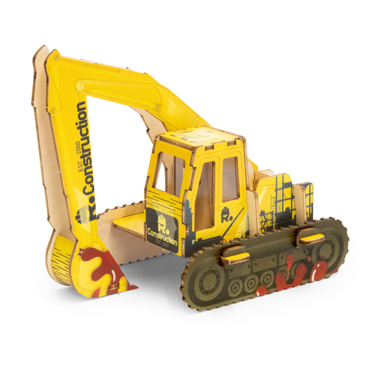 BRANDCRAFT Excavator Wooden Model - Left Side