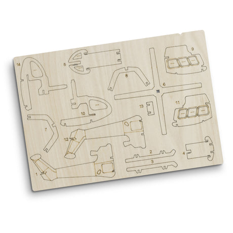 BRANDCRAFT Helicopter Wooden Model - Flat Sheet