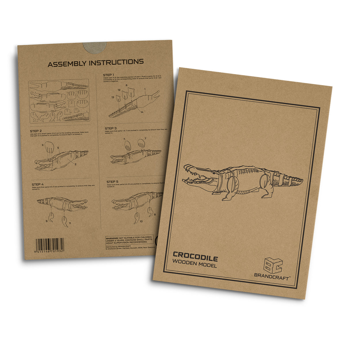 BRANDCRAFT Crocodile Wooden Model - Sleeve