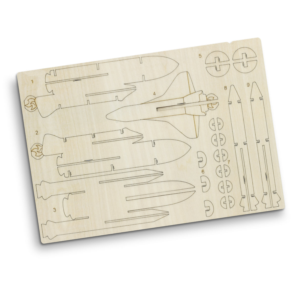 BRANDCRAFT Rocket Ship Wooden Model - Flat Sheet