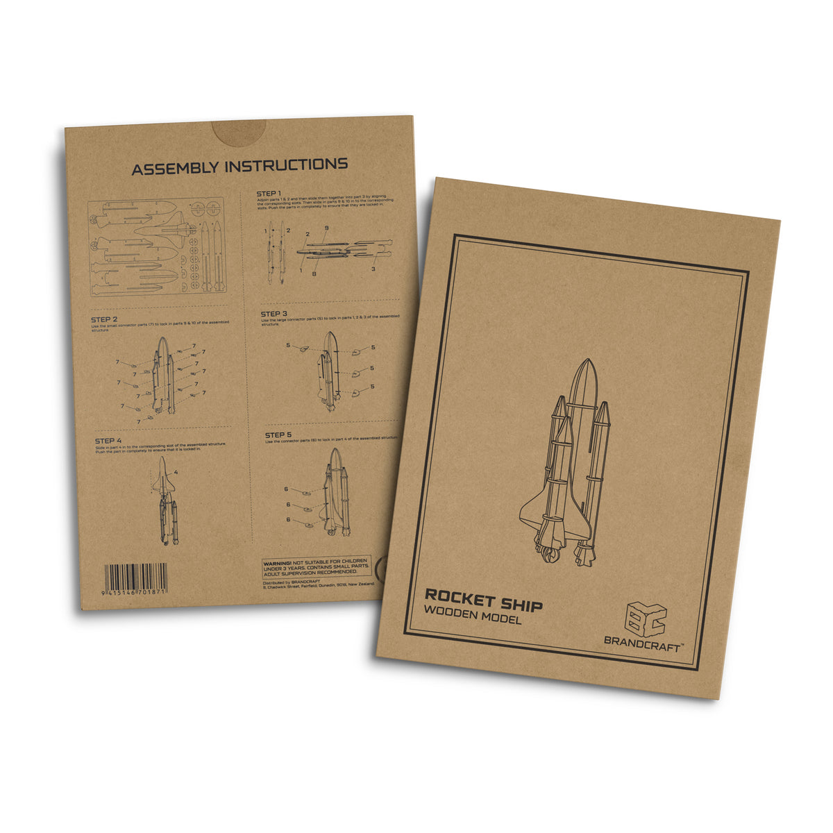 BRANDCRAFT Rocket Ship Wooden Model - Sleeve