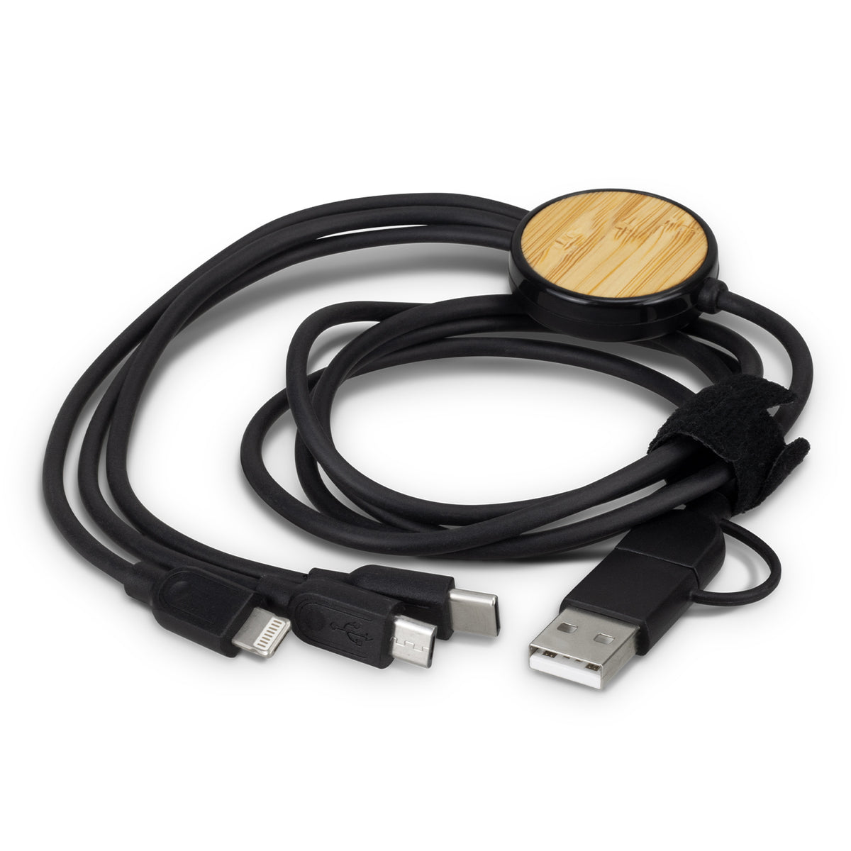 Bamboo Triple Connector Cable - Natural/Black