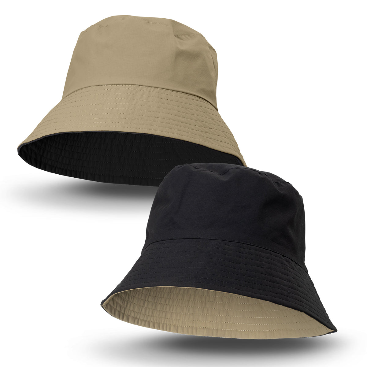Reversible Ripstop Bucket Hat - Black/Taupe