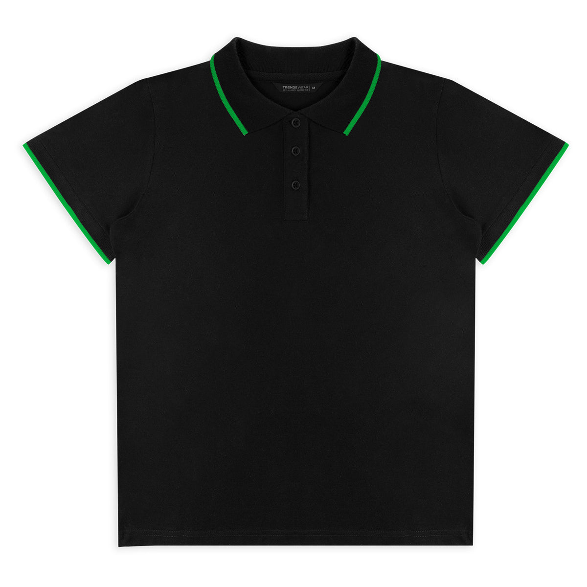 TRENDSWEAR Williams Womens Polo - Black/Kelly Green