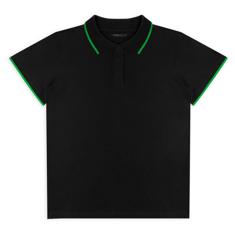 TRENDSWEAR Williams Womens Polo - Black/Kelly Green