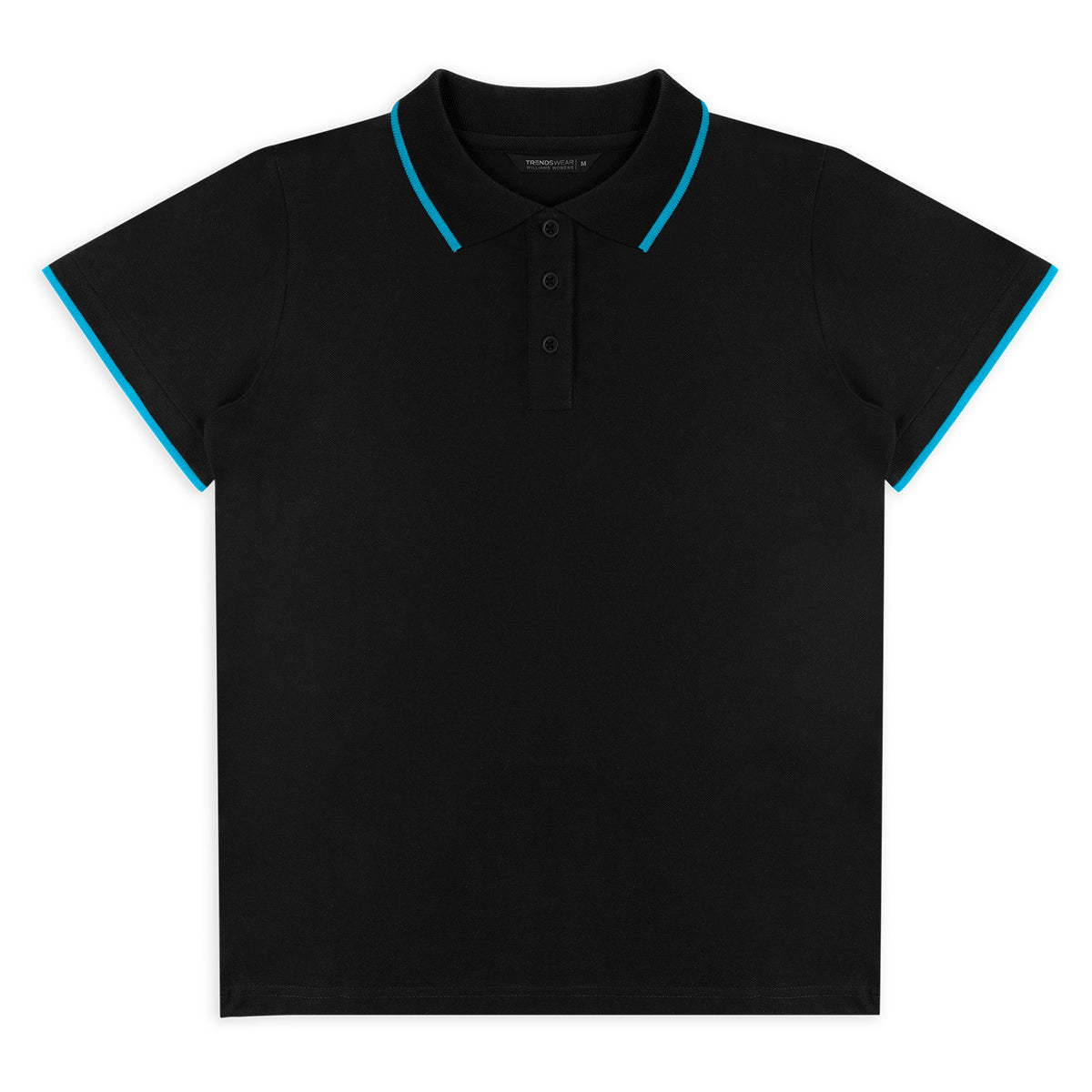 TRENDSWEAR Williams Womens Polo - Black/Cyan