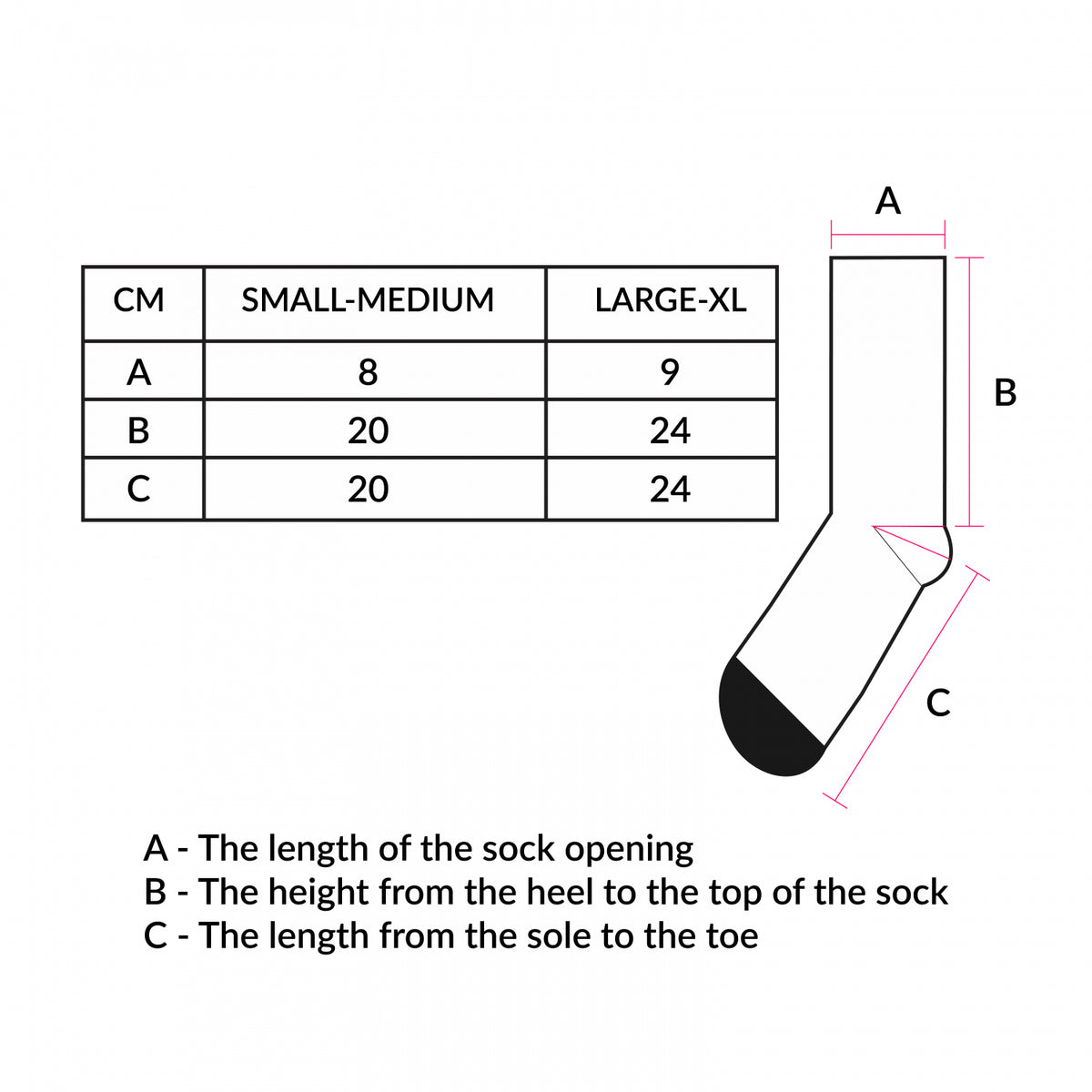 Mojo Crew Sock - Sizing