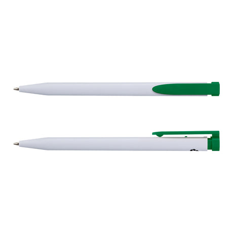 Recycled Plastic Pen - White/Dark Green