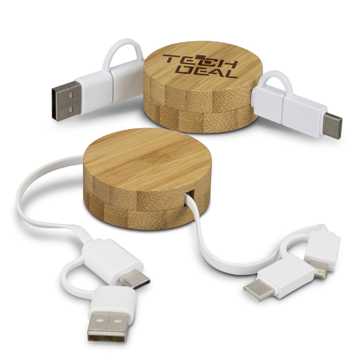 Bamboo Retractable Charging Cable - Main