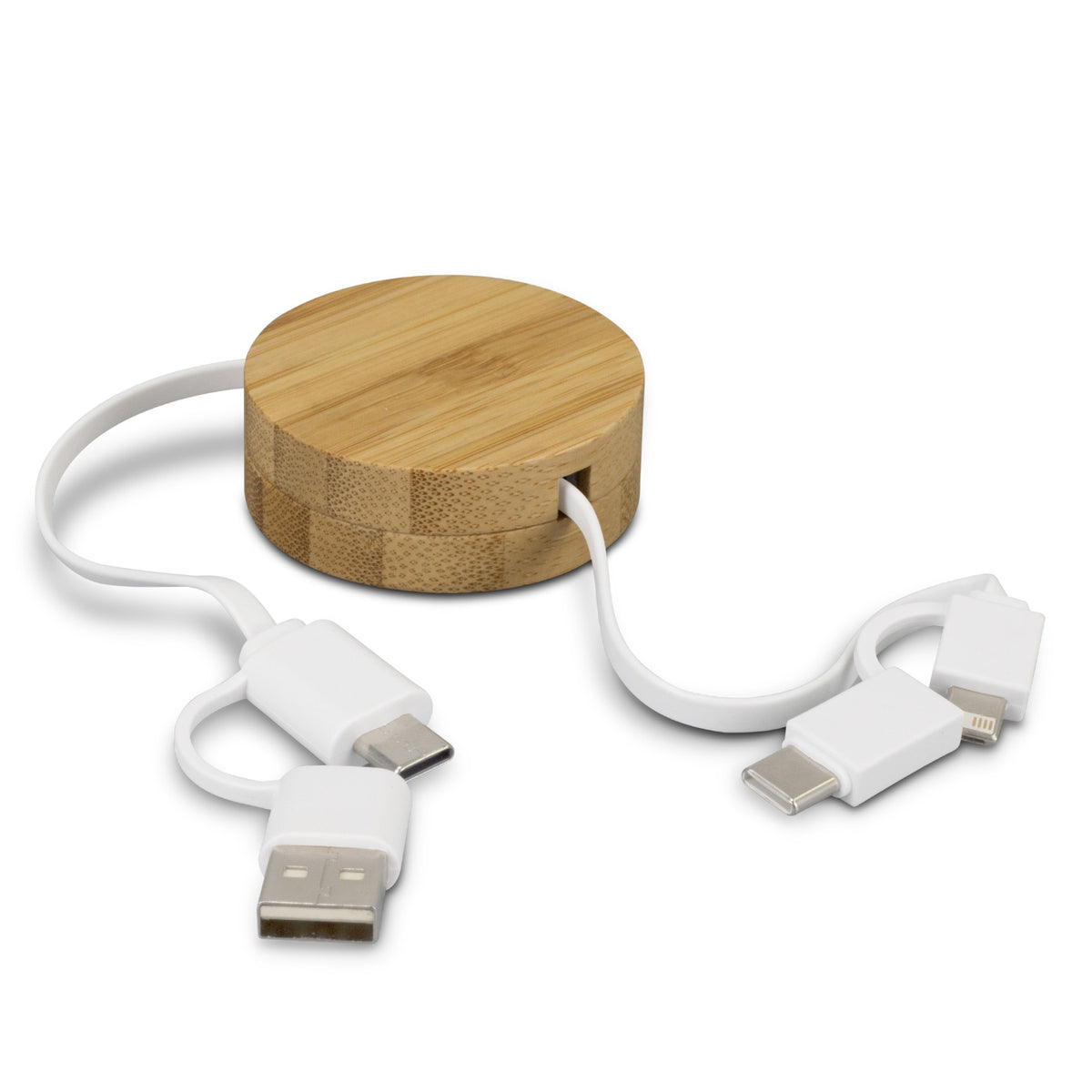 Bamboo Retractable Charging Cable - Detail