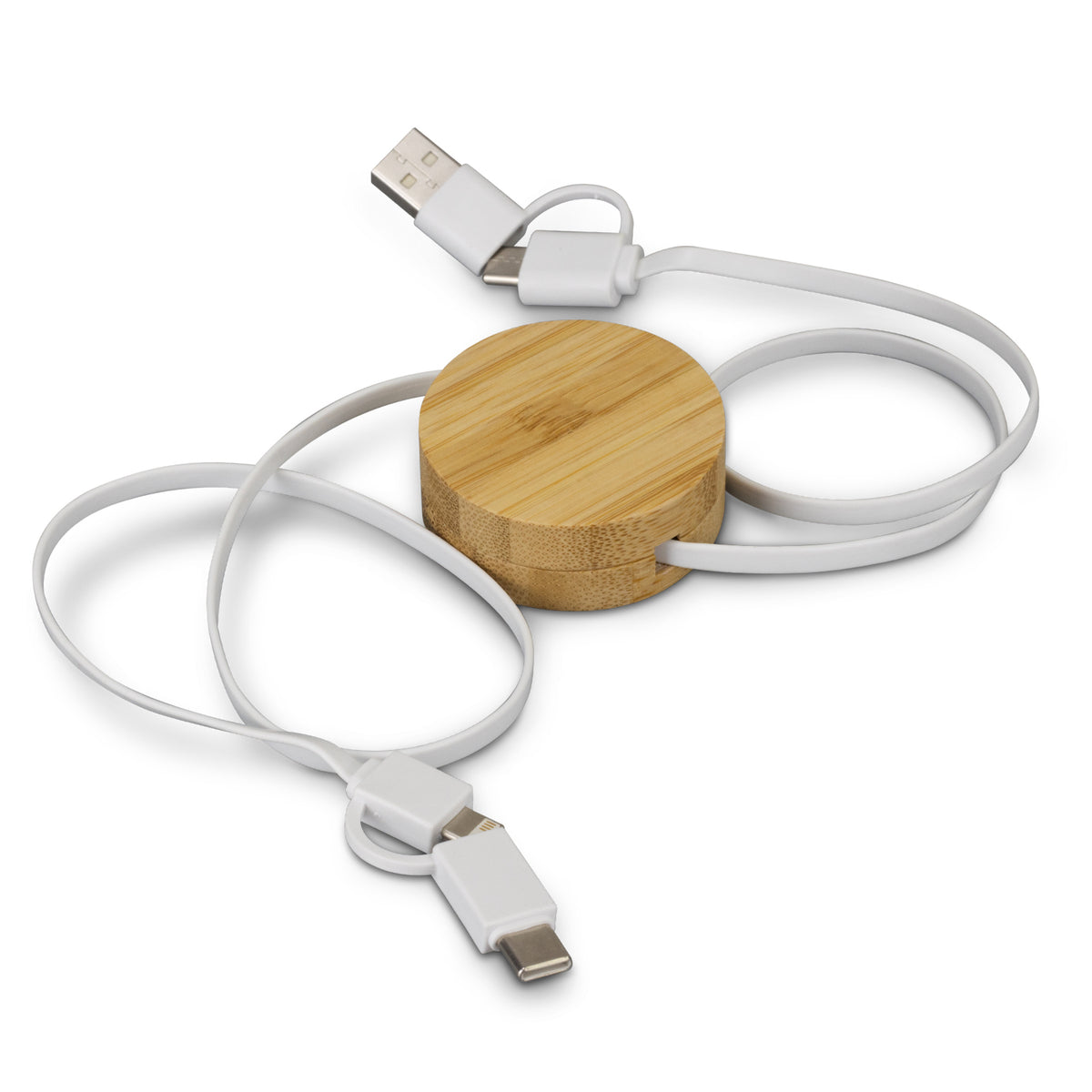 Bamboo Retractable Charging Cable - Detail