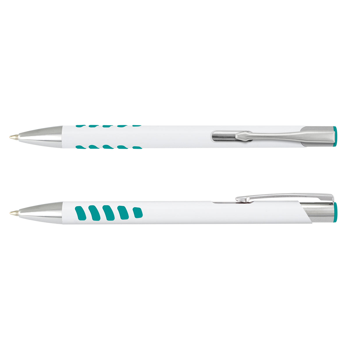 Panama Grip Pen - White Barrel - White/Teal