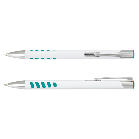 Panama Grip Pen - White Barrel - White/Teal