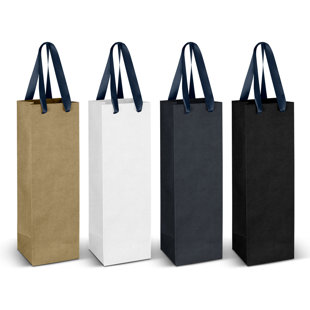 Wine Ribbon Handle Paper Bag - Navy Ribbon