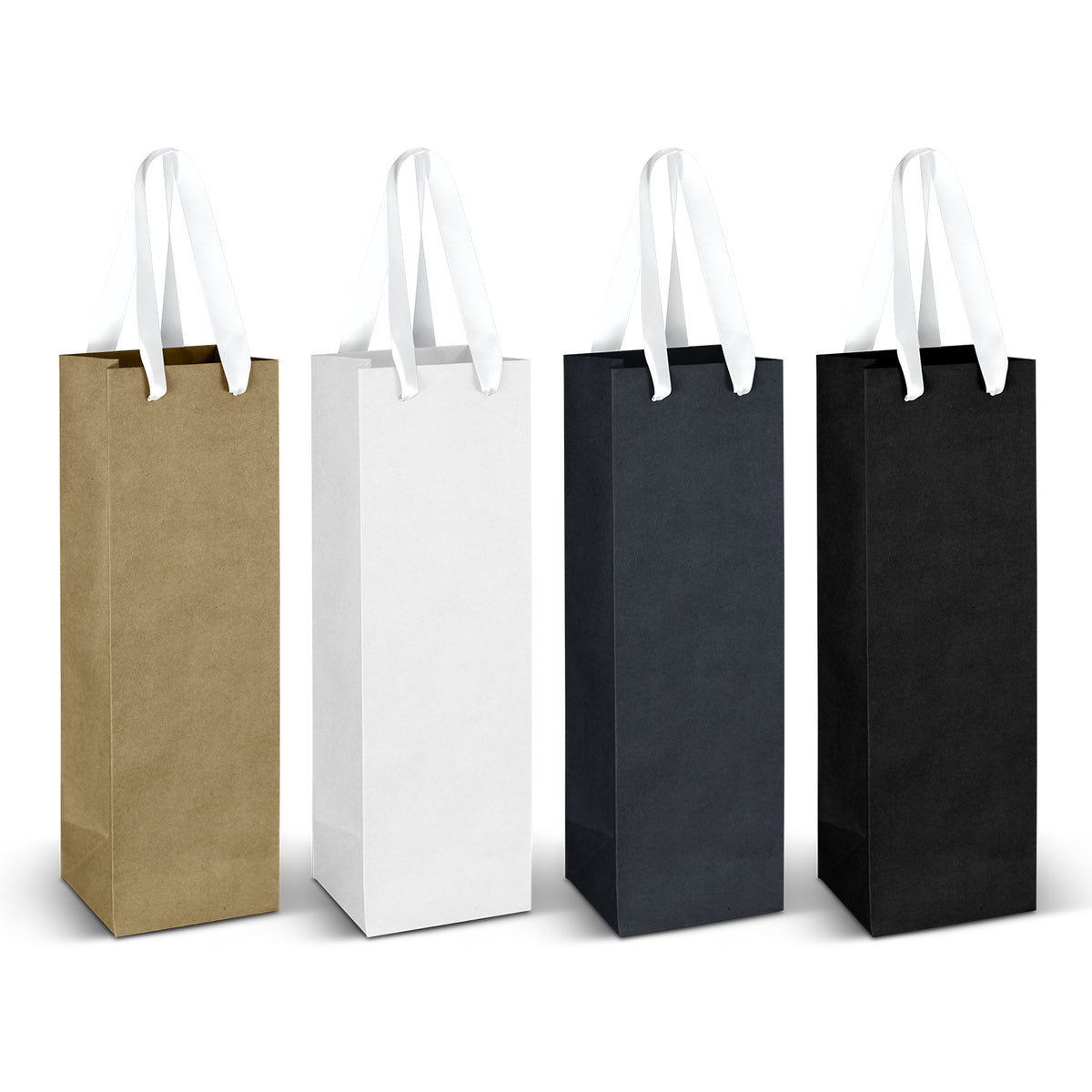 Wine Ribbon Handle Paper Bag - White Ribbon