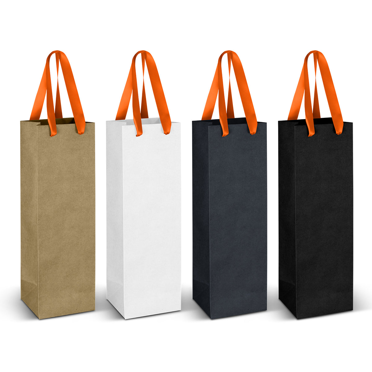 Wine Ribbon Handle Paper Bag - Orange Ribbon