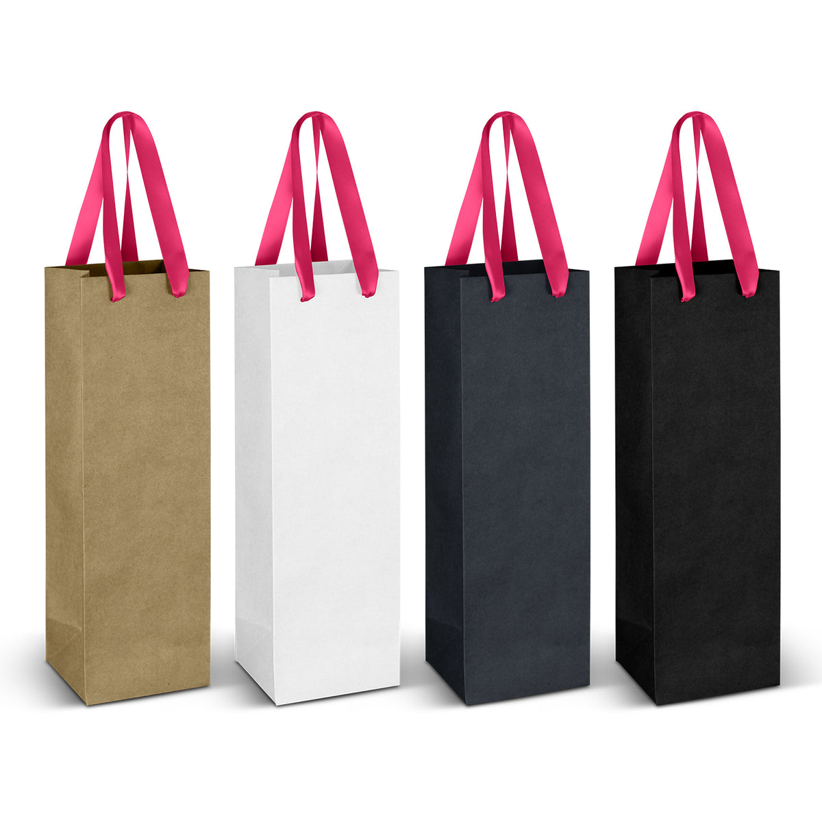 Wine Ribbon Handle Paper Bag - Pink Ribbn