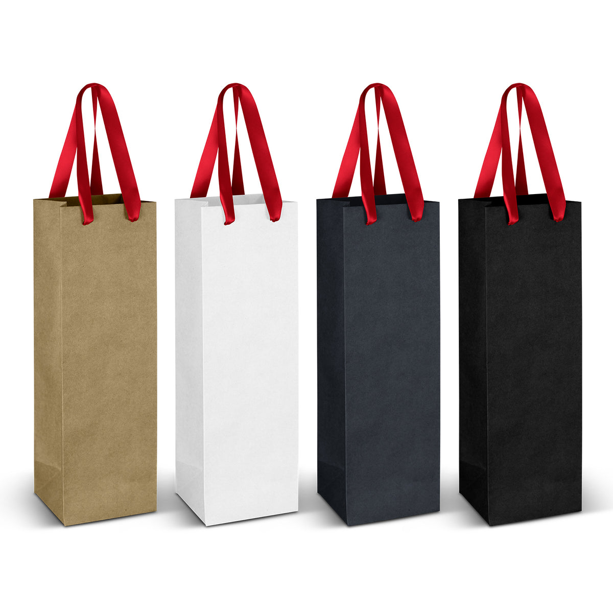 Wine Ribbon Handle Paper Bag - Red Ribbon