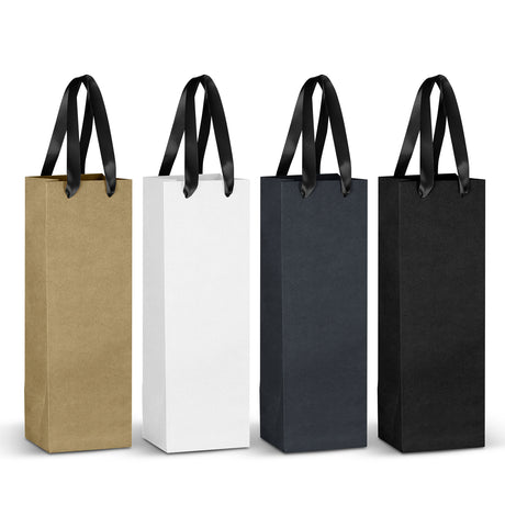 Champagne Ribbon Handle Paper Bag - Black Ribbon