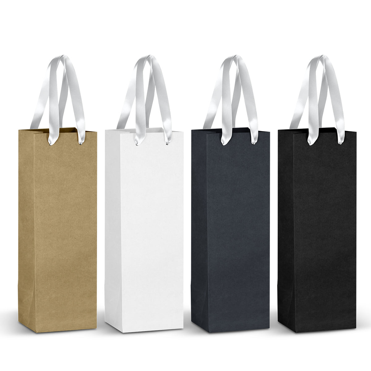 Champagne Ribbon Handle Paper Bag - White Ribbon