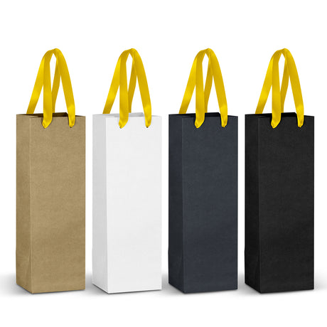 Champagne Ribbon Handle Paper Bag - Yellow Ribbon