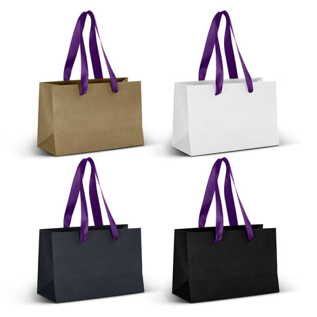 Small Ribbon Handle Paper Bag - Purple Ribbon