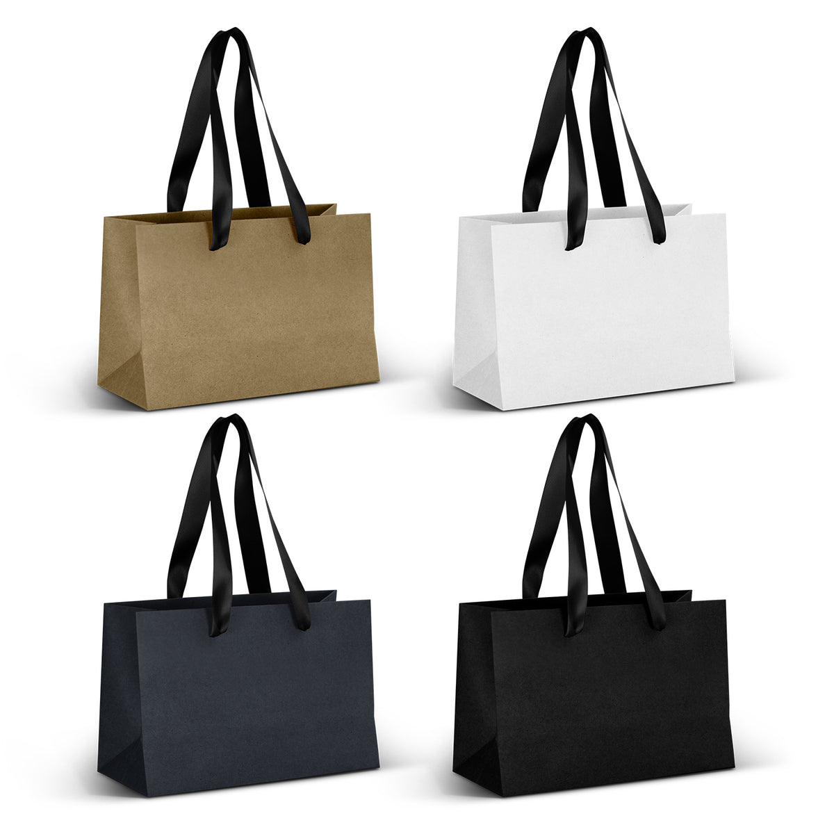 Small Ribbon Handle Paper Bag - Black Ribbon