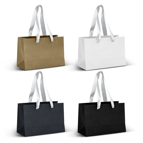 Small Ribbon Handle Paper Bag - White Ribbon