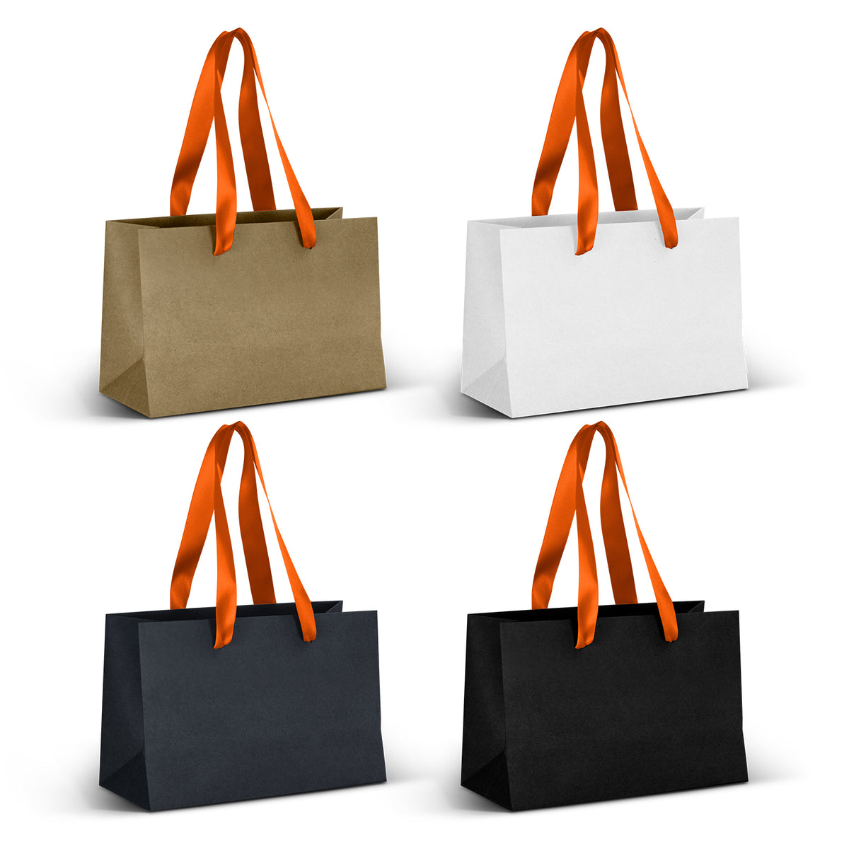 Small Ribbon Handle Paper Bag - Orange Ribbon