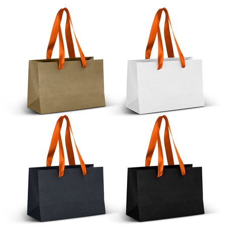 Small Ribbon Handle Paper Bag - Orange Ribbon