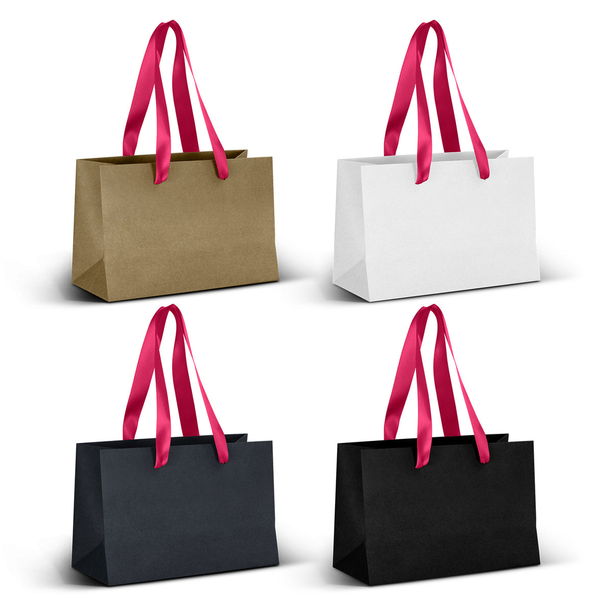 Small Ribbon Handle Paper Bag - Pink Ribbon