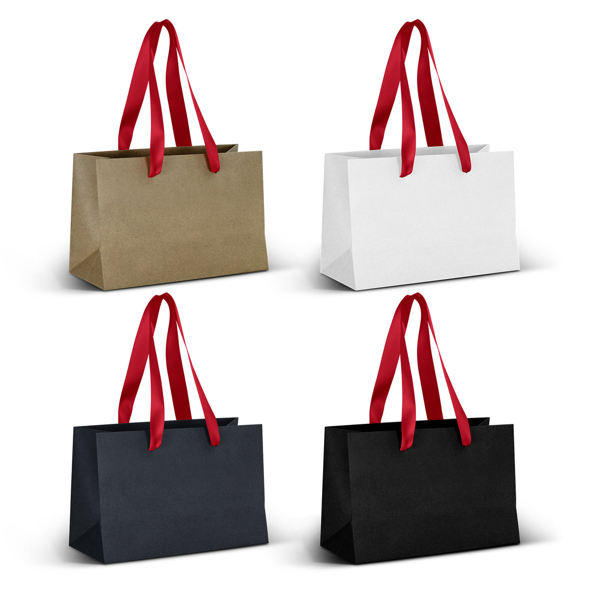 Small Ribbon Handle Paper Bag - Red Ribbon