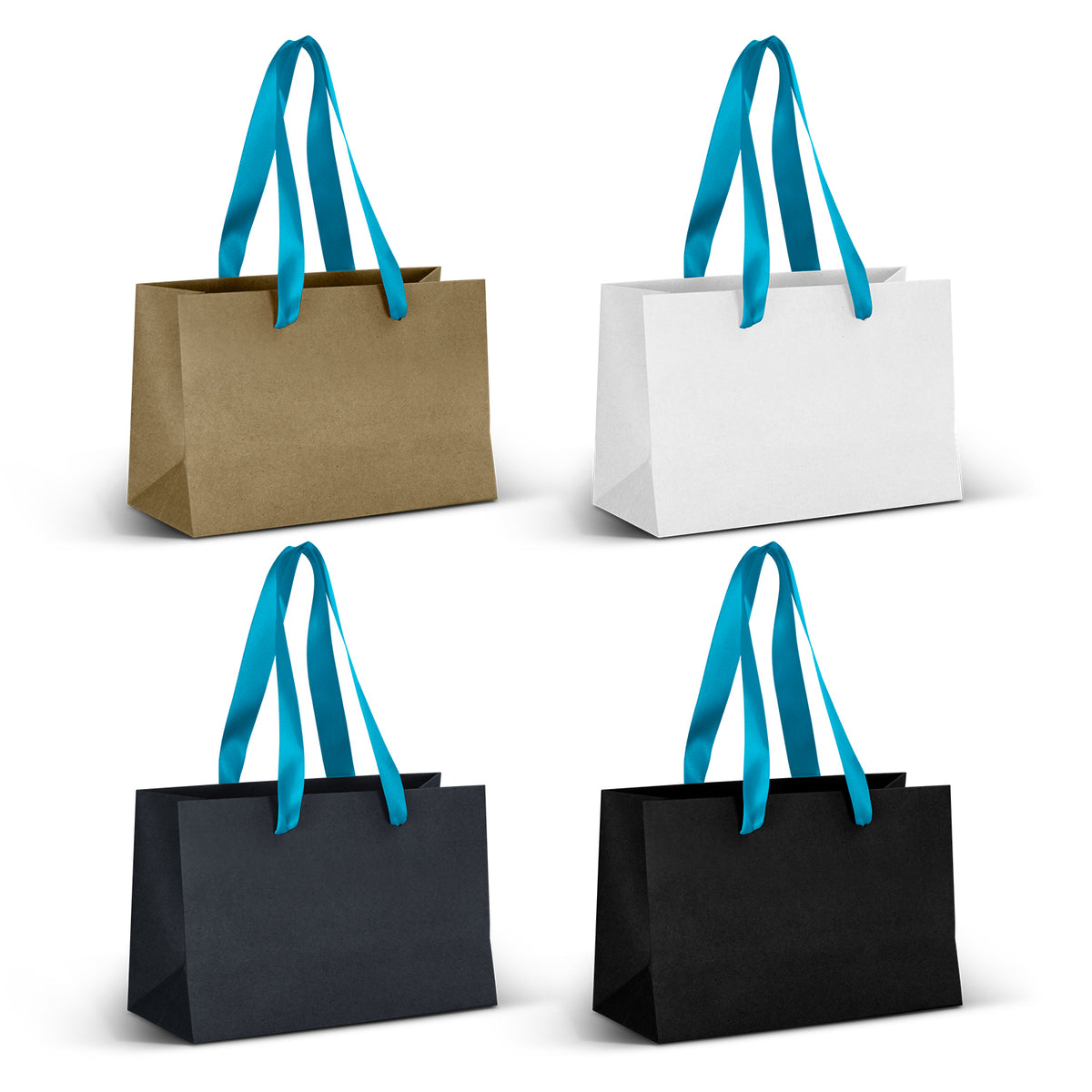 Small Ribbon Handle Paper Bag - Light Blue Ribbon