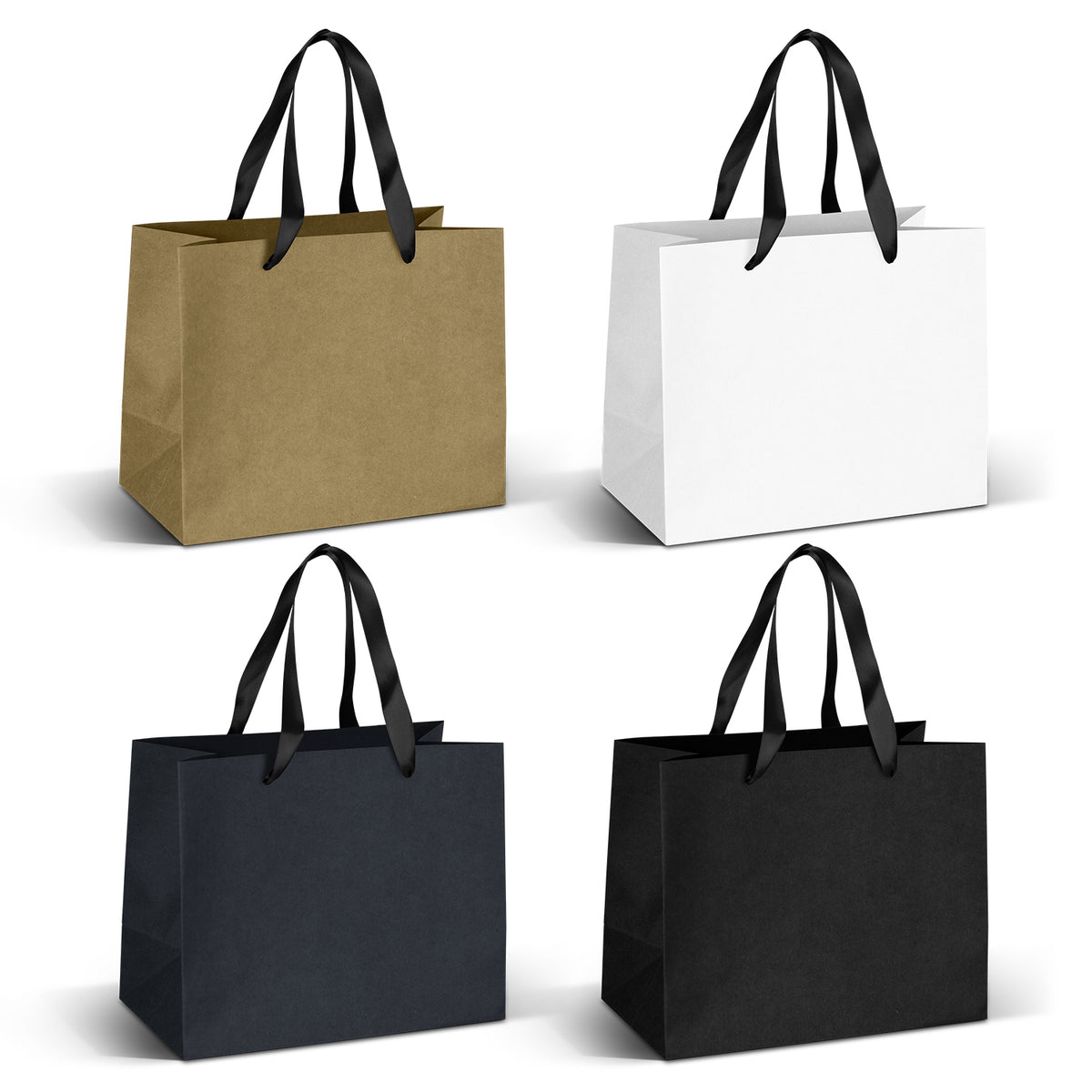 Medium Ribbon Handle Paper Bag - Black Ribbon