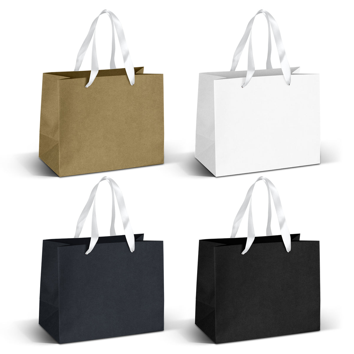 Medium Ribbon Handle Paper Bag - White Ribbon