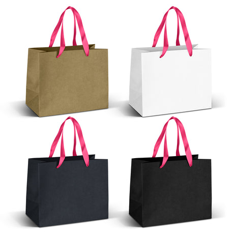 Medium Ribbon Handle Paper Bag - Pink Ribbon