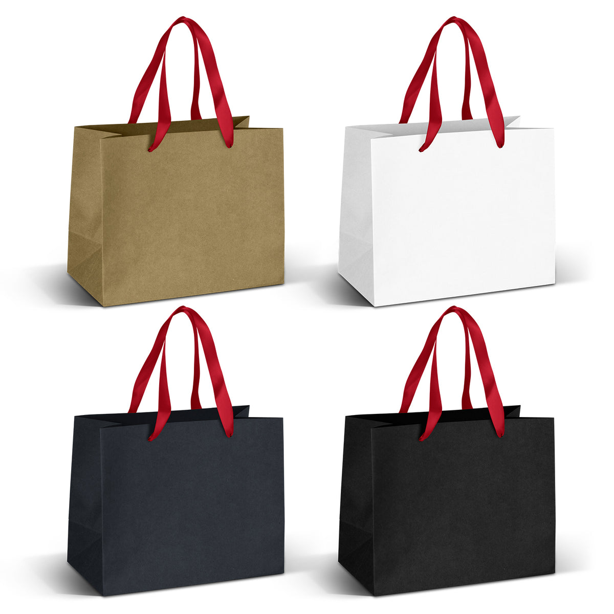 Medium Ribbon Handle Paper Bag - Red Ribbon