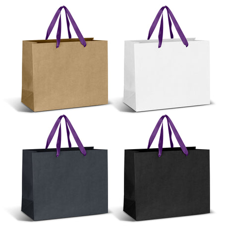 Large Ribbon Handle Paper Bag - Purple Ribbon