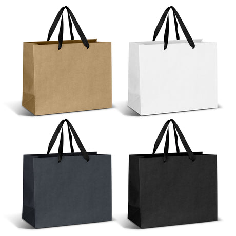 Large Ribbon Handle Paper Bag - Black Ribbon