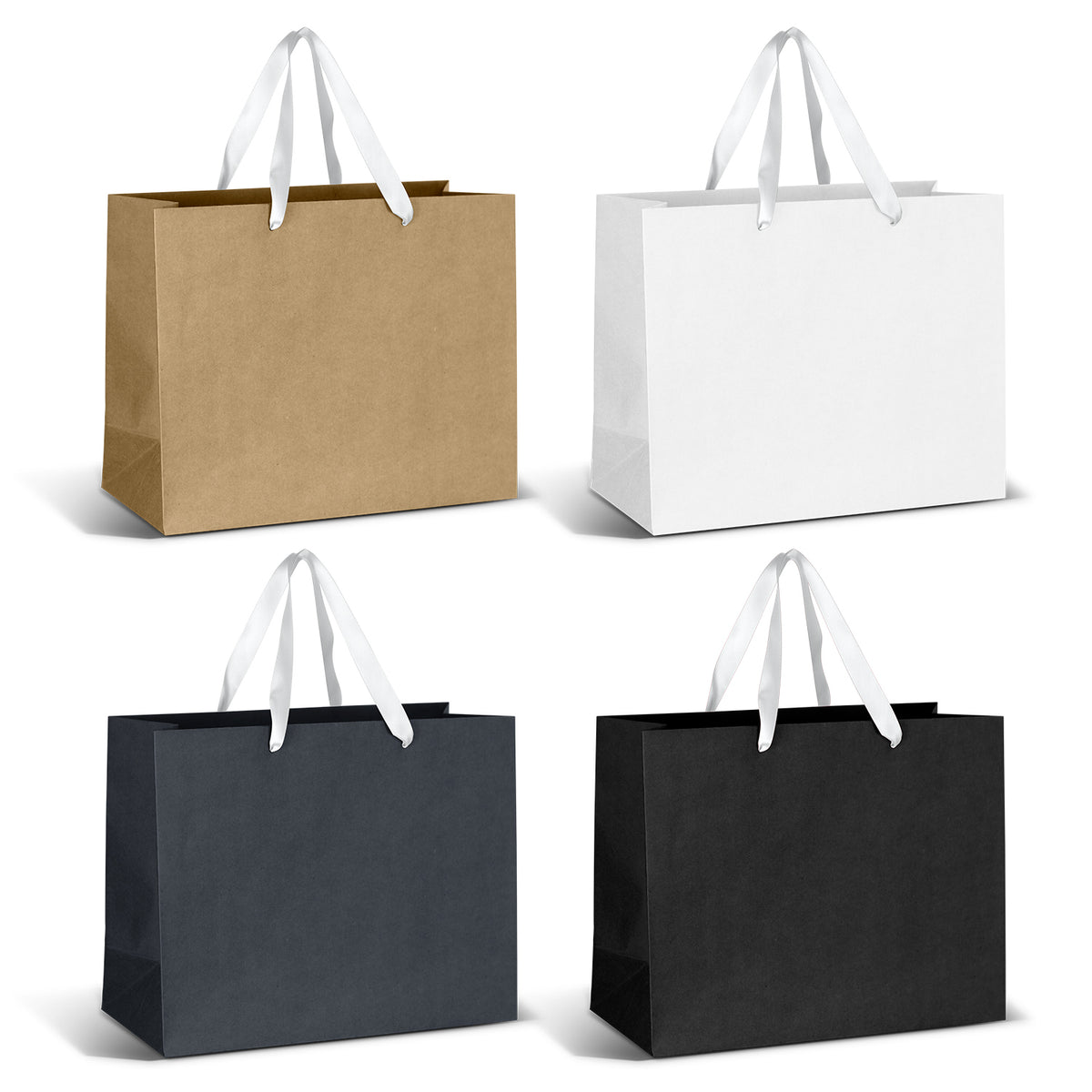 Large Ribbon Handle Paper Bag - White Ribbon