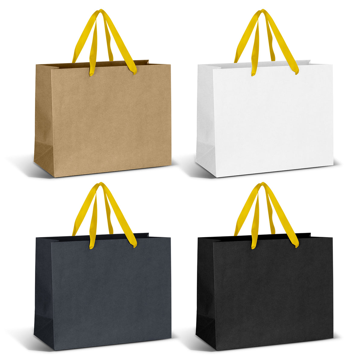 Large Ribbon Handle Paper Bag - Yellow Ribbon