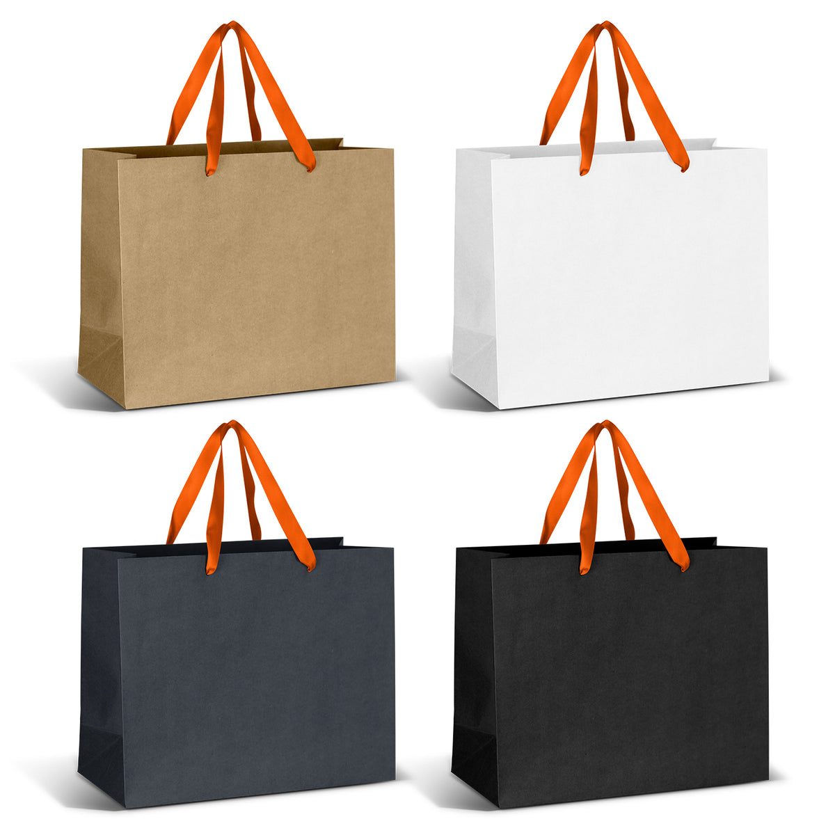 Large Ribbon Handle Paper Bag - Orange Ribbon