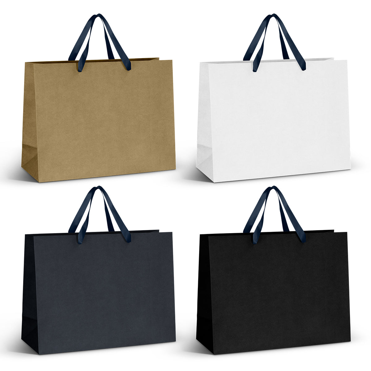 Extra Large Ribbon Handle Paper Bag - Navy Ribbon