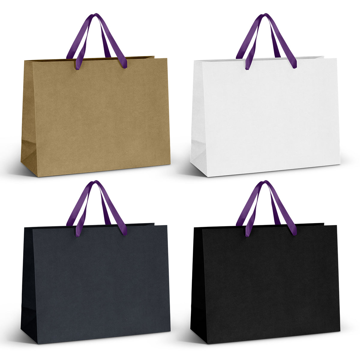 Extra Large Ribbon Handle Paper Bag - Purple Ribbon