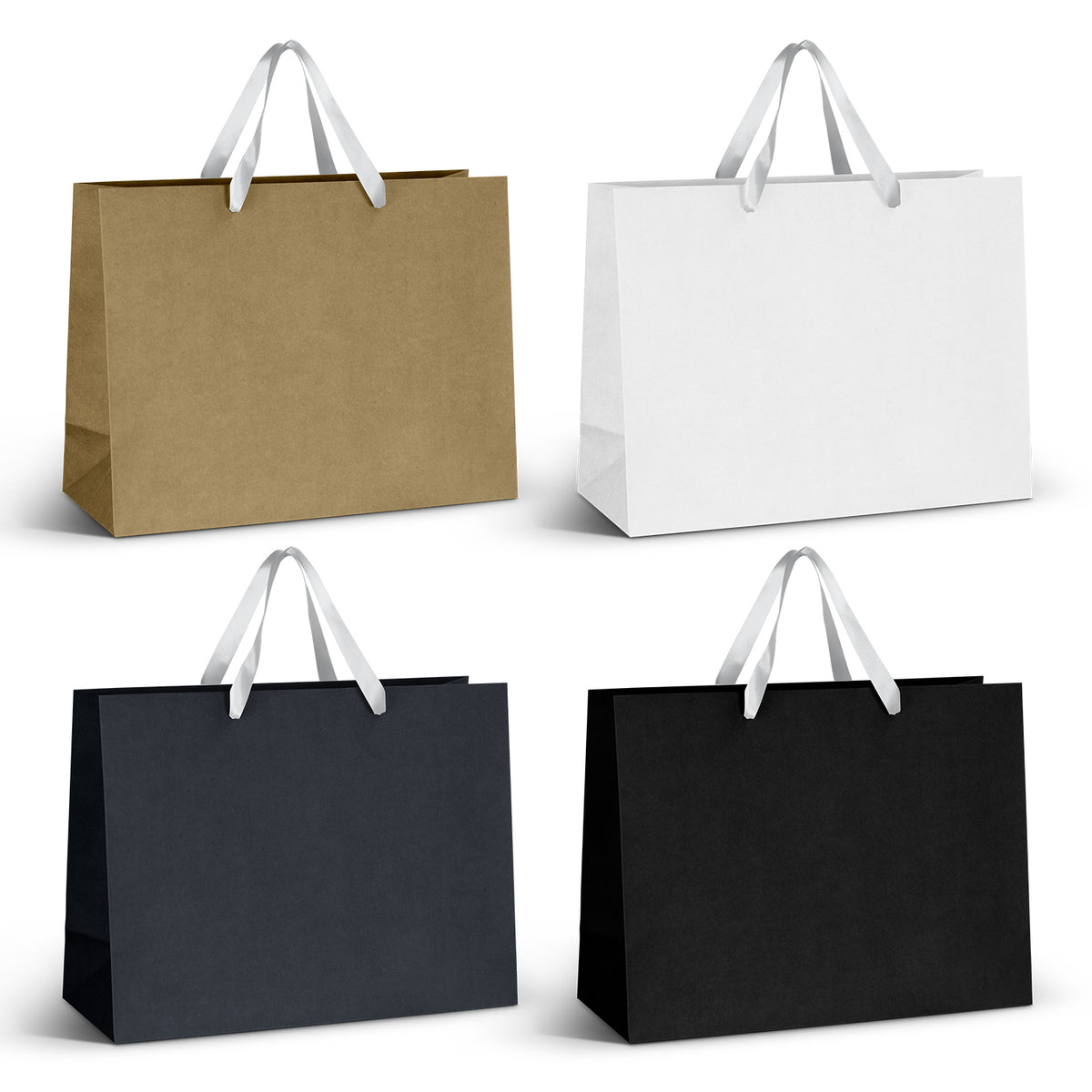 Extra Large Ribbon Handle Paper Bag - White Ribbon