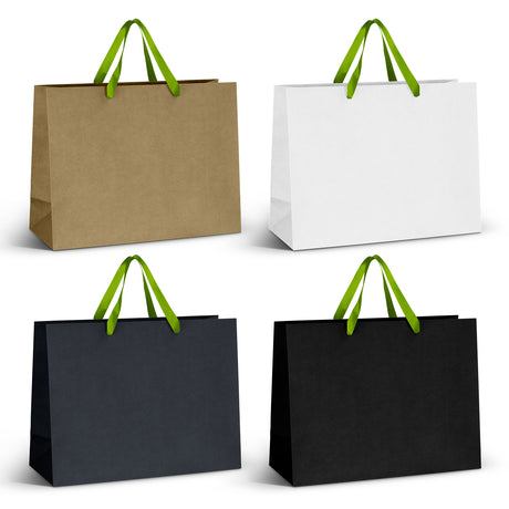 Extra Large Ribbon Handle Paper Bag - Bright Green Ribbon