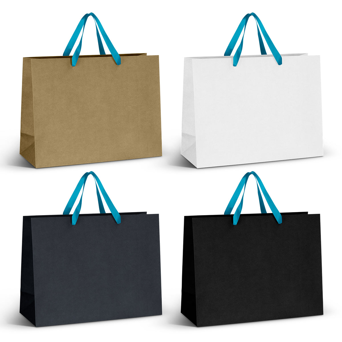 Extra Large Ribbon Handle Paper Bag - Light Blue Ribbon