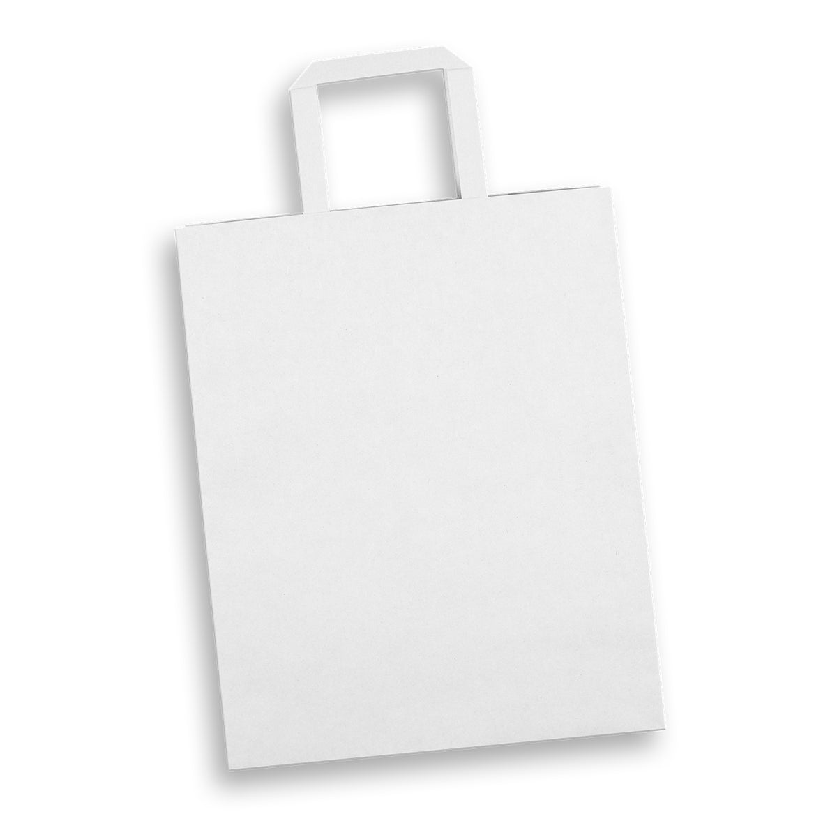 Large Flat Handle Paper Bag Portrait - White